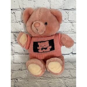 Vintage Fairview International Pink Plush Bear Wearing A‎ Pink Sweater